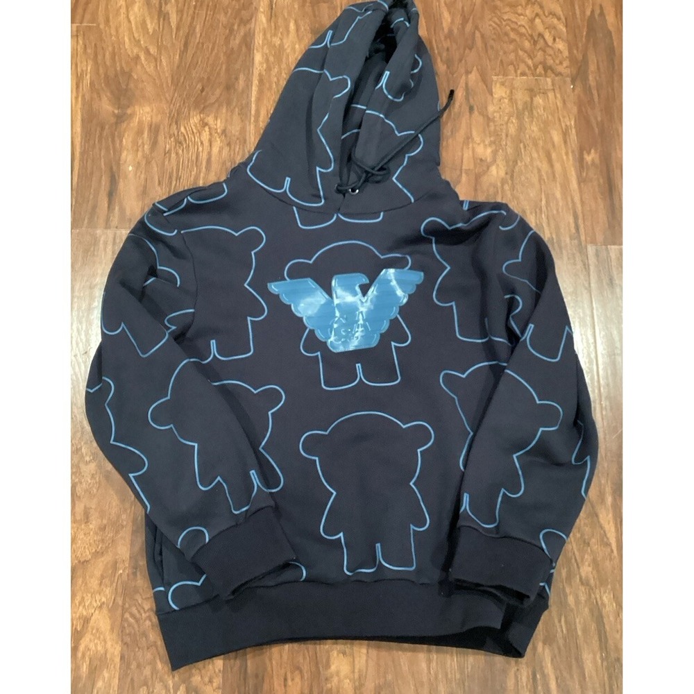 Emporio Armani  Hoodie Sweatshirt Logo Men   Blue Round Collar Sz XL Beautiful